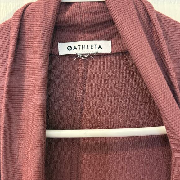 Athleta Pranayama Wrap Long Line Cardigan Medium Tawny Rose Mauve Lounge Cozy - Picture 6 of 13